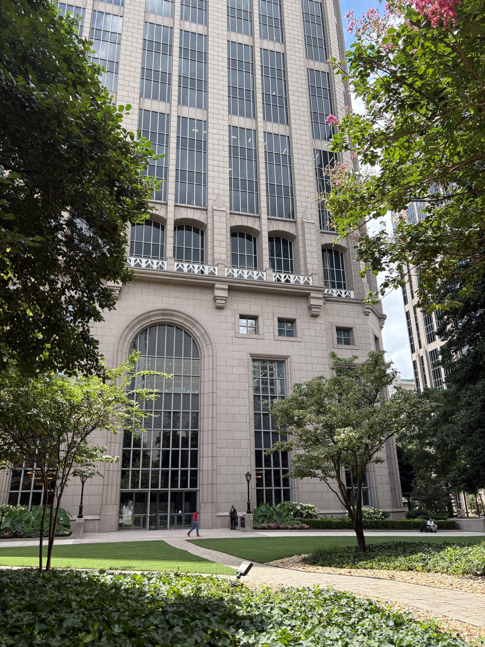 Full view of One Atlantic Center from its landscaped courtyard in Midtown Atlanta