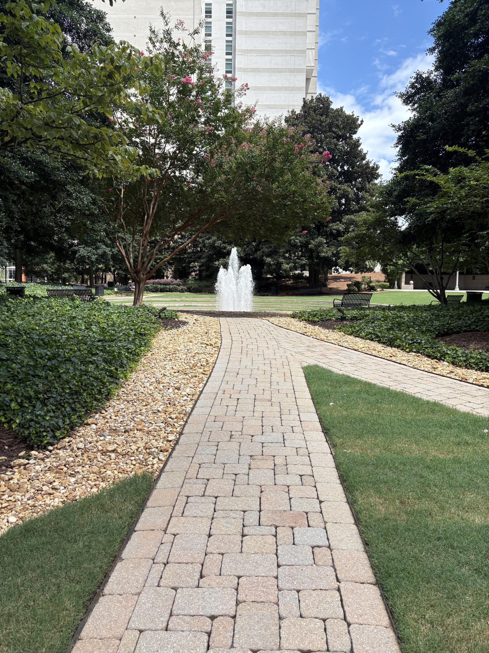 Stone garden path leading to the fountain at One Atlantic Center