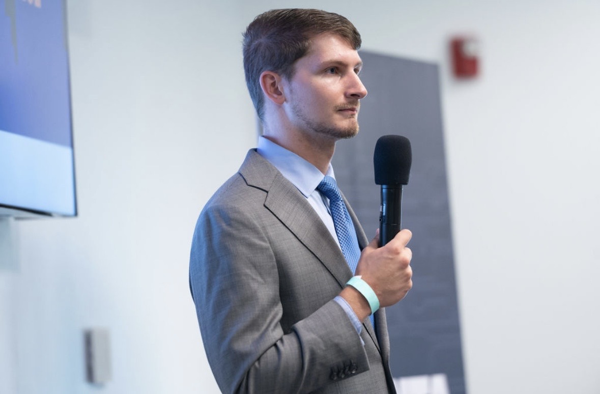 Perry Luzier speaking at Atlanta Tech Week, delivering his talk on AI and the workforce
